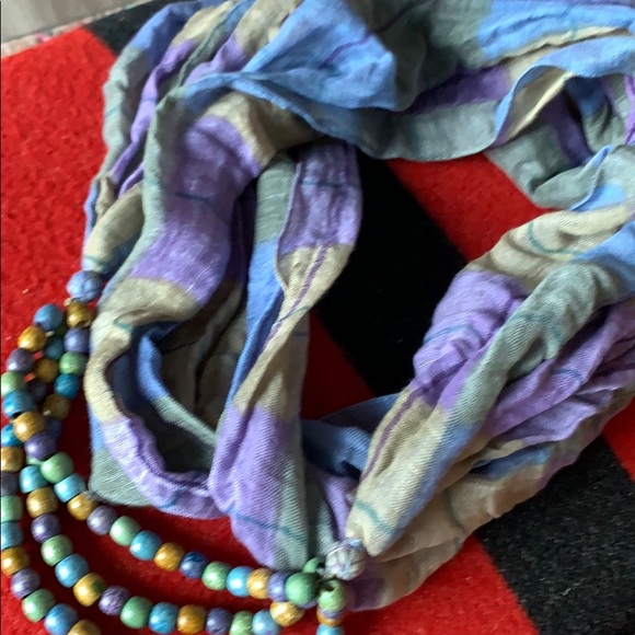 Anthropologie plaid infinity scarf with beading - Picture 7 of 8